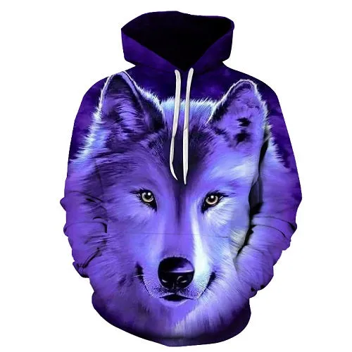 Star-headed wolf print Hoodies