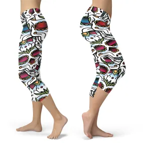 Sugar Skull Capris Multicolored