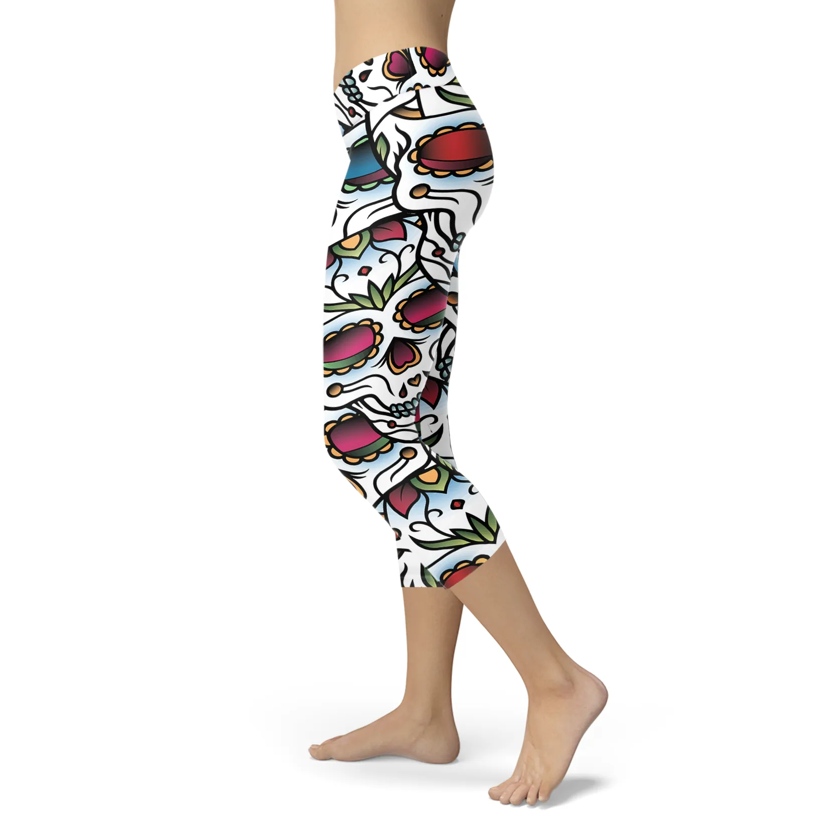 Sugar Skull Capris Multicolored