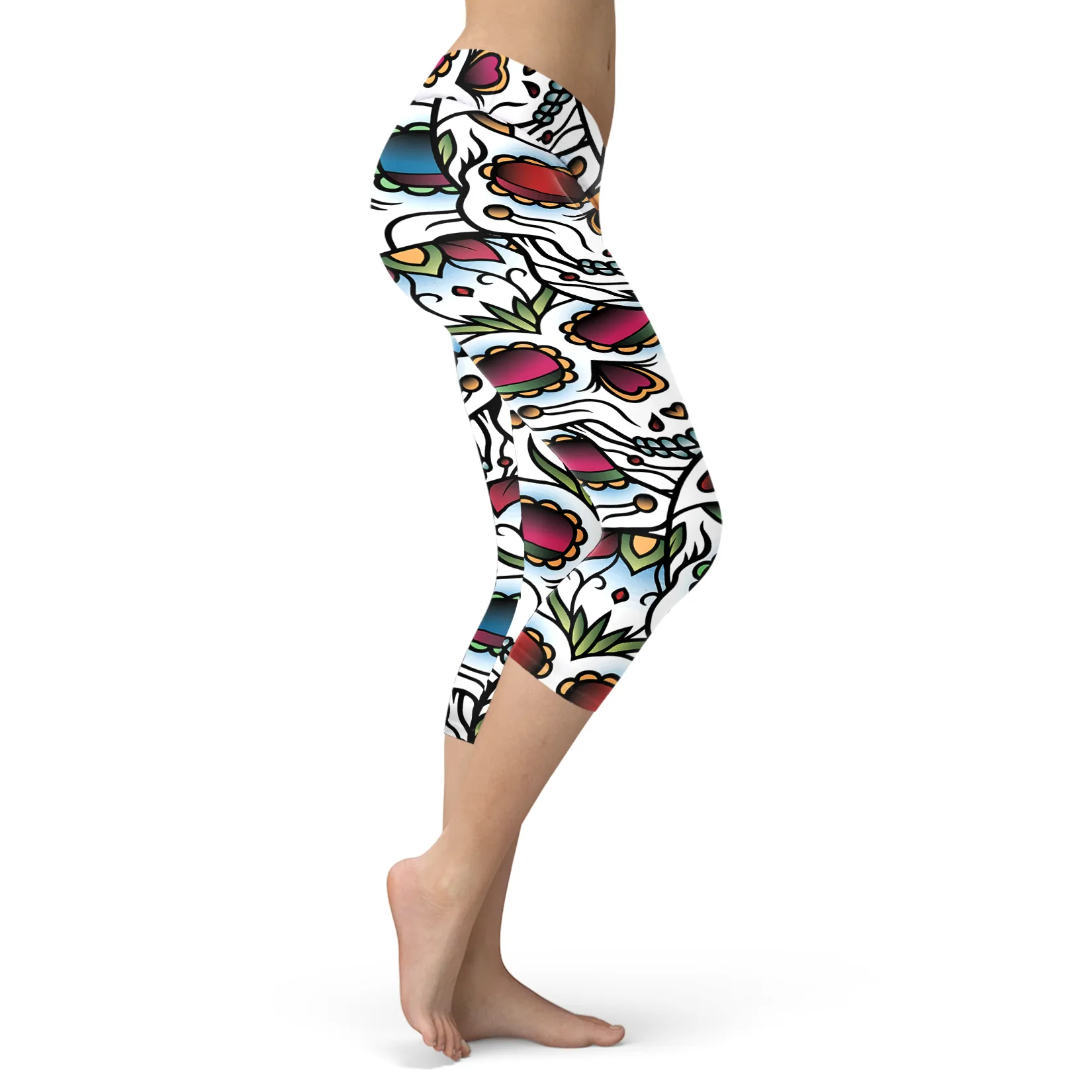 Sugar Skull Capris Multicolored