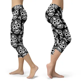 Sugar Skull Leggings Black and White