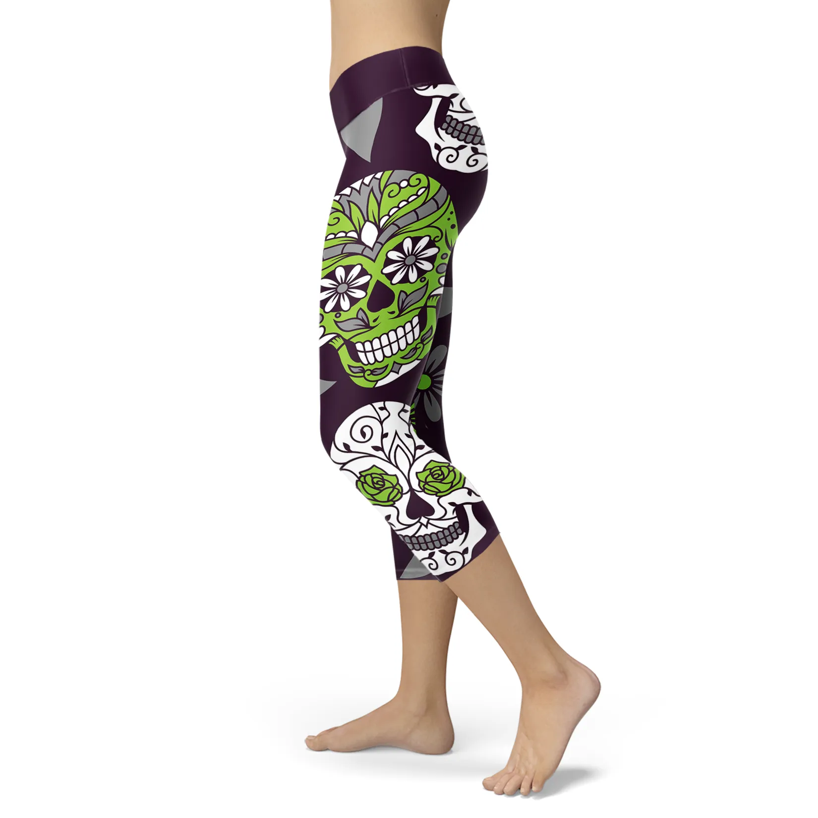 Sugar Skull Leggings Green Purple