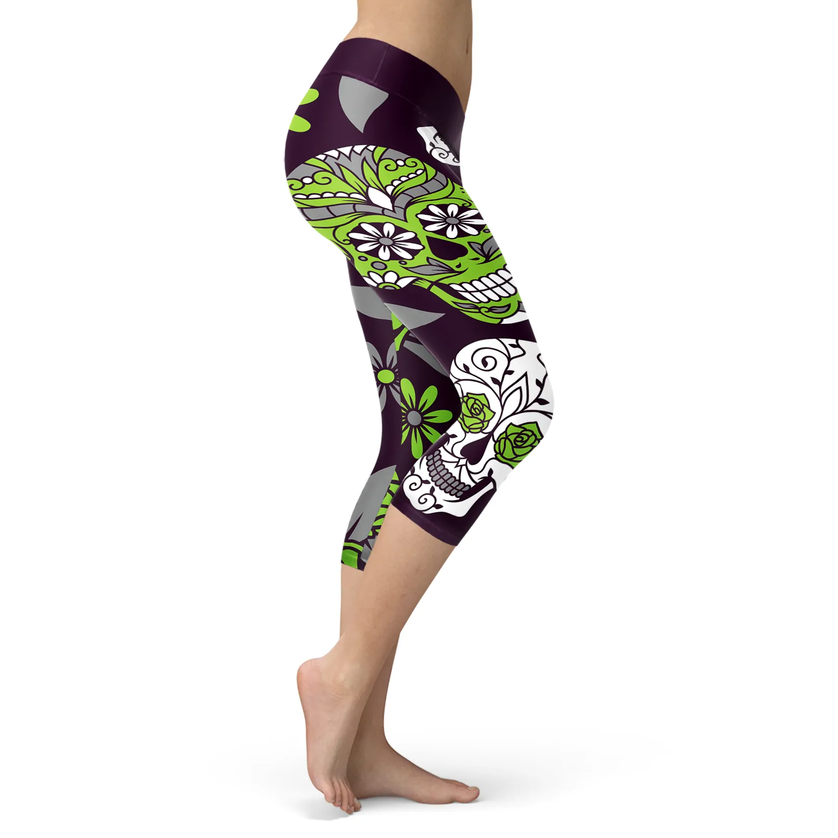 Sugar Skull Leggings Green Purple