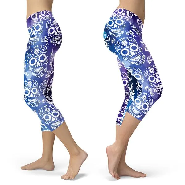 Sugar Skull Leggings in Blue and Purple - Shop Now!