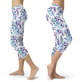 Sugar Skull Leggings White Purple