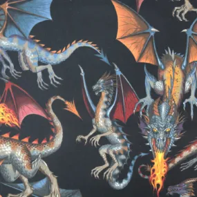 Tale of the Dragon Cotton Fabric - Alexander Henry - Black