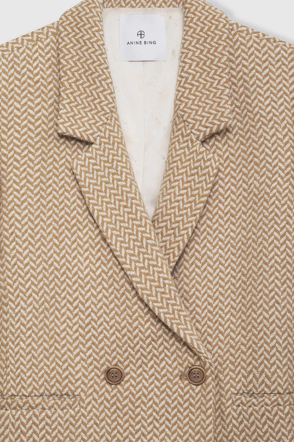 Tan and Cream Fishbone Blazer - Shop Now!