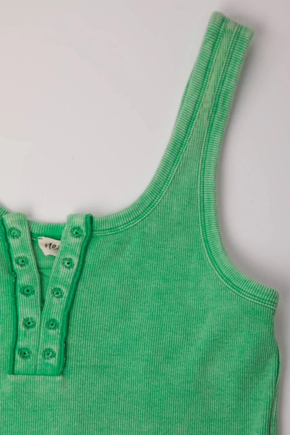 VERY J - NT11500-Y2K Green Washed Casual Fitted Tank Top S-M-L/2-2-2