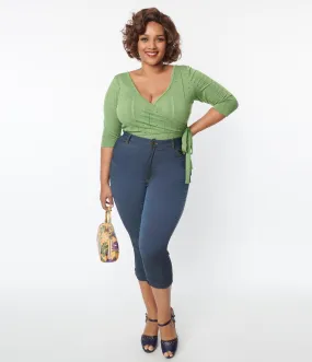 Vintage Plus Size Denim Capris - Bengaline Fabric | Unique Style