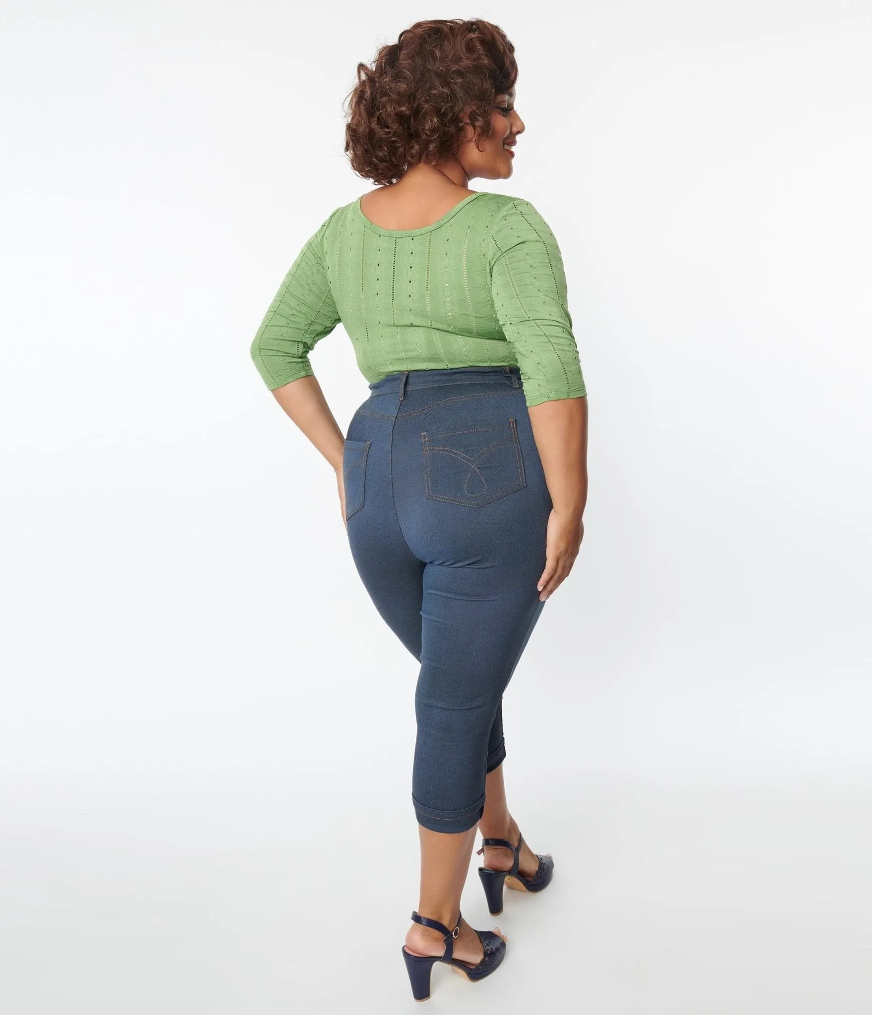 Vintage Plus Size Denim Capris - Bengaline Fabric | Unique Style