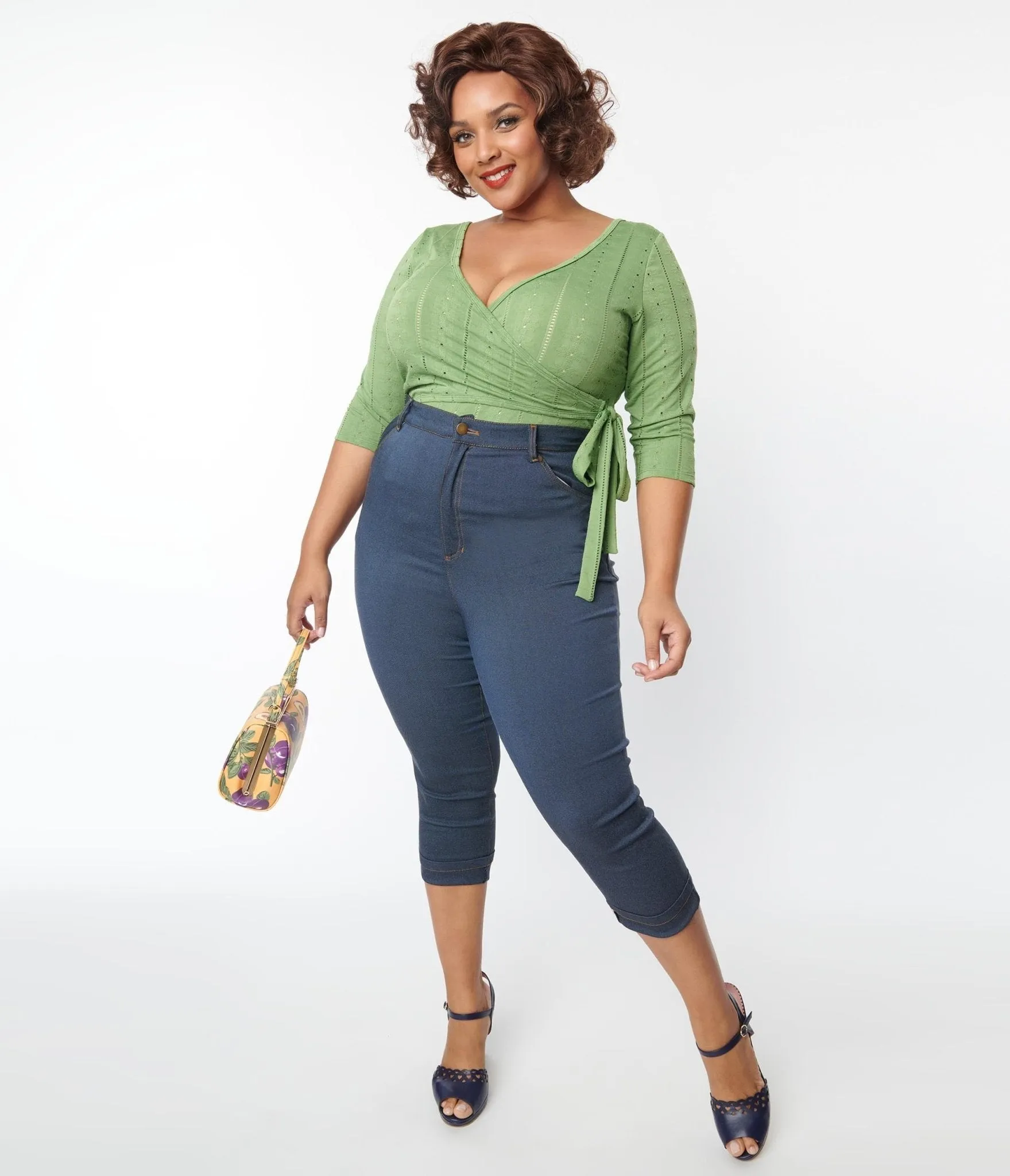 Vintage Plus Size Denim Capris - Bengaline Fabric | Unique Style