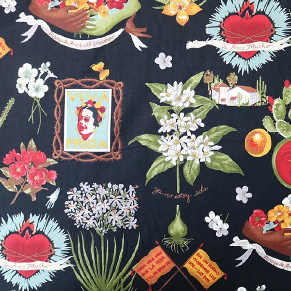 Viva Frida Cotton fabric - Alexander Henry - Black