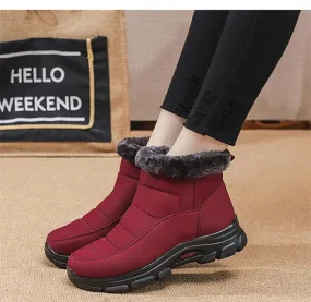 Waterproof Flat Zipper Ladies Winter Boots