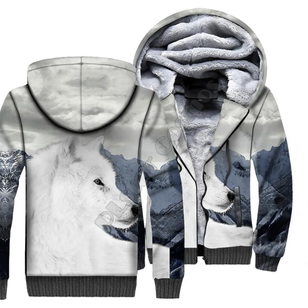 Wolf Animal 3D Printed Fleece Zipper Hoodies for Men  and Women