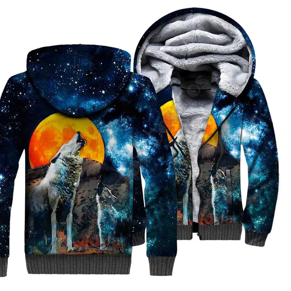 Wolf Animal 3D Printed Fleece Zipper Hoodies for Men  and Women