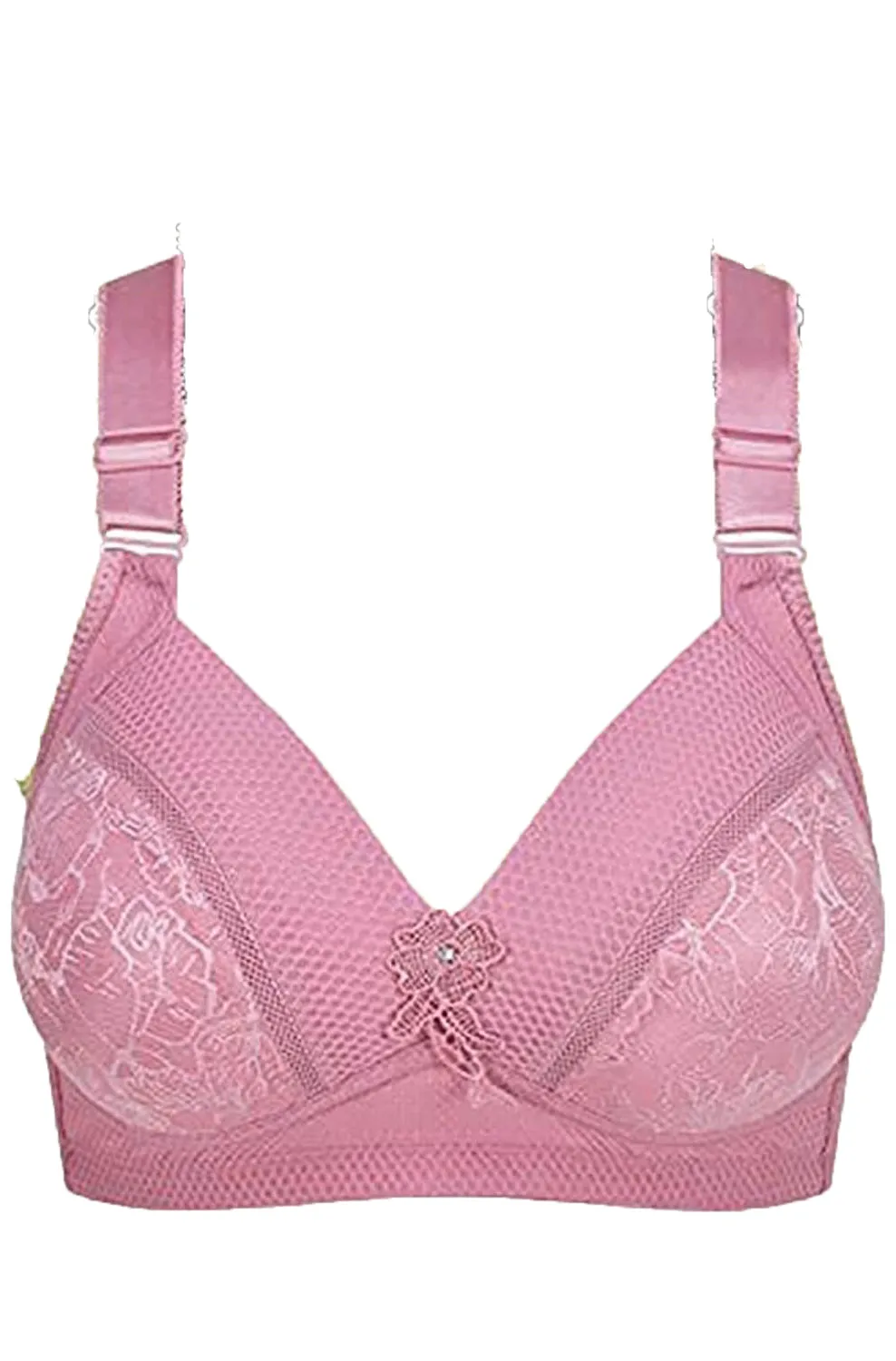 Women's Comfortable Jacquard and Mesh Lightly Padded Bra - S4693318