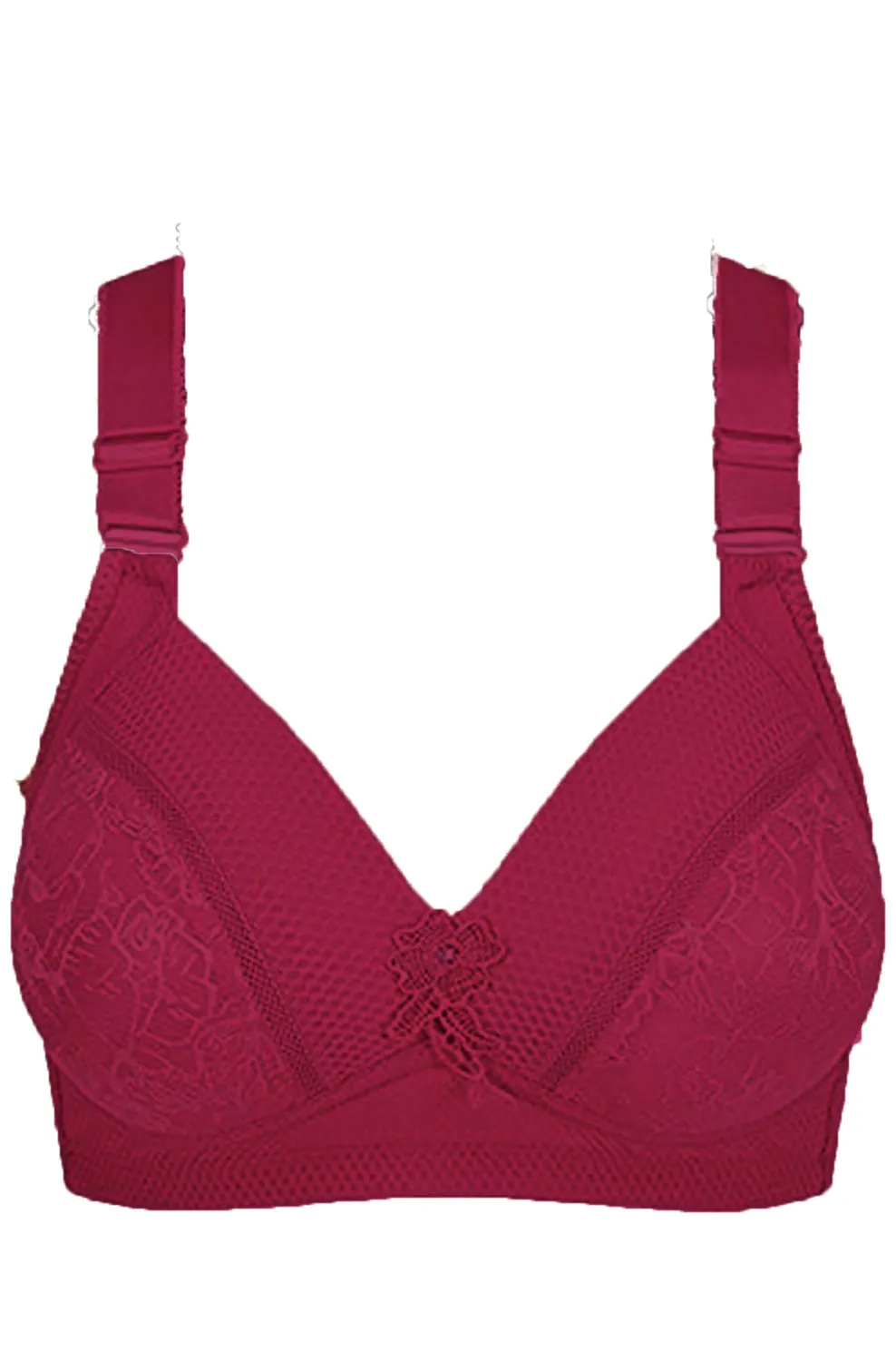 Women's Comfortable Jacquard and Mesh Lightly Padded Bra - S4693318