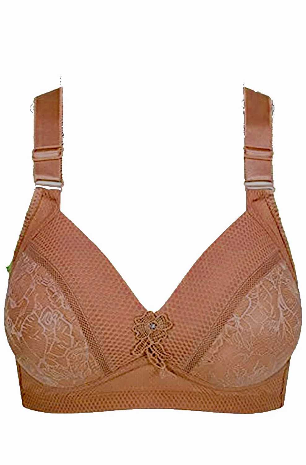 Women's Comfortable Jacquard and Mesh Lightly Padded Bra - S4693318