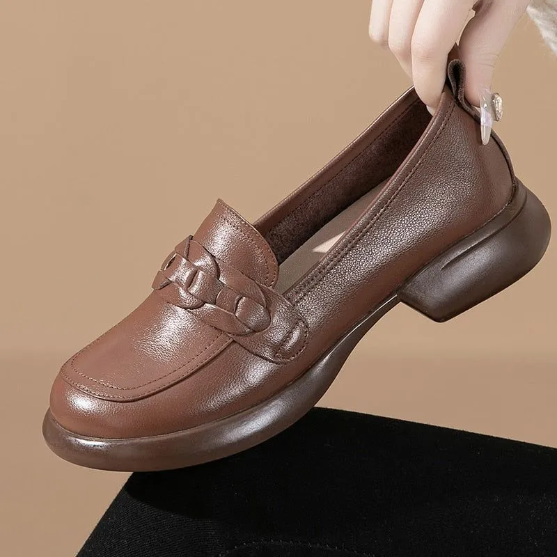 Women's Leather Loafers - British Style Casual Shoes (FC1201)