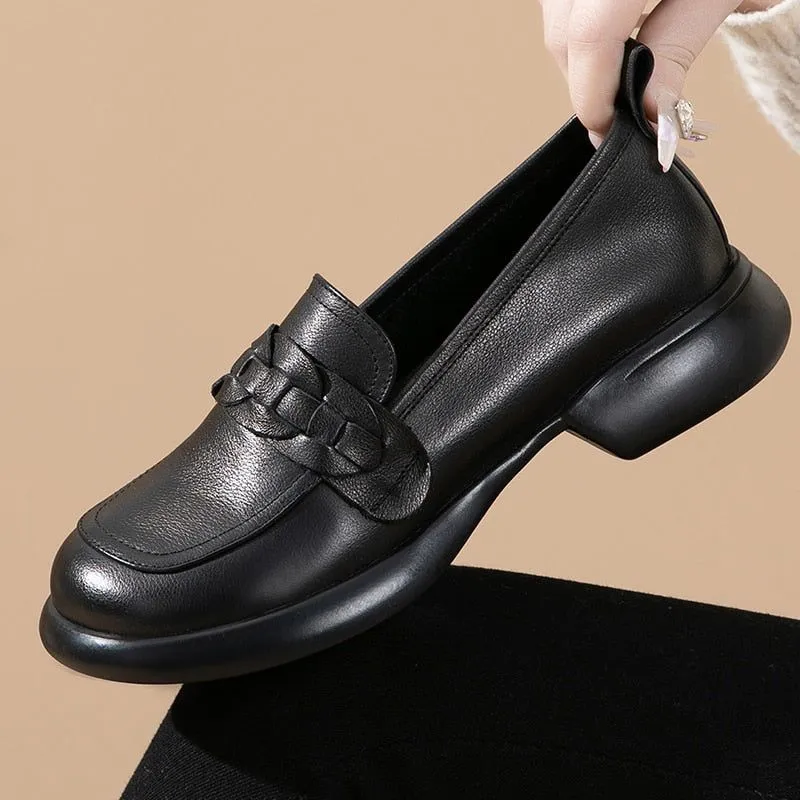 Women's Leather Loafers - British Style Casual Shoes (FC1201)