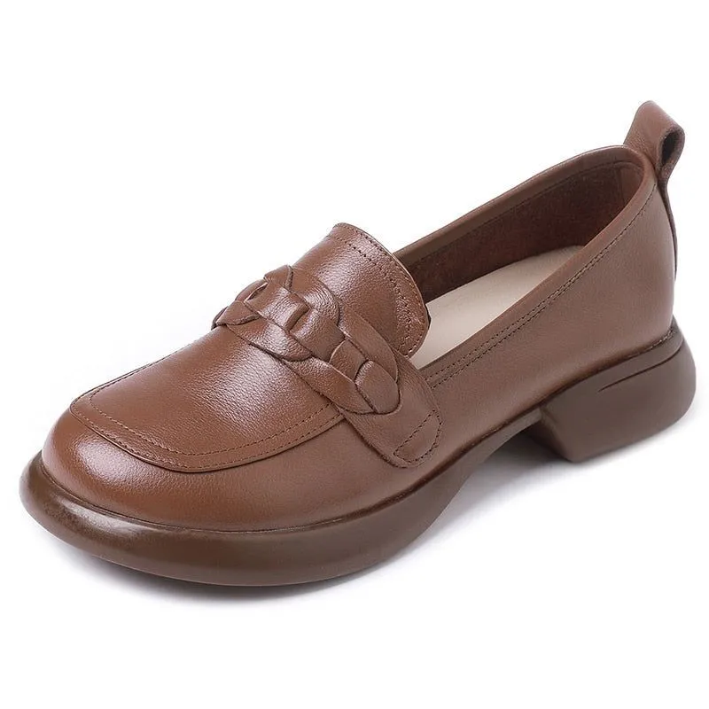 Women's Leather Loafers - British Style Casual Shoes (FC1201)