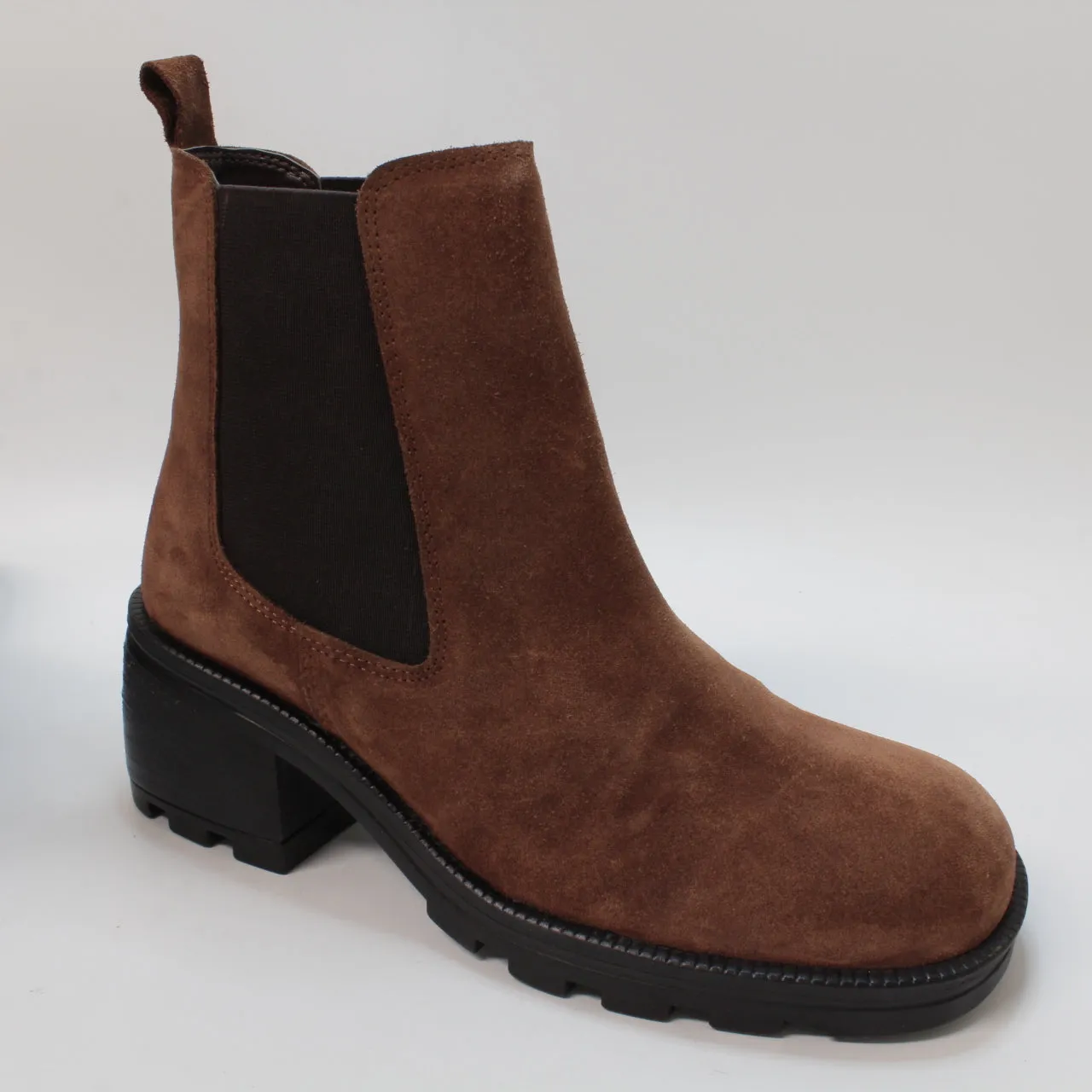 Women's Office Artie Cleated Mid Height Chelsea Boots in Tan Suede