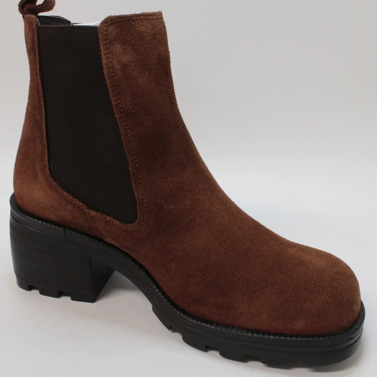 Women's Office Artie Cleated Mid Height Chelsea Boots in Tan Suede