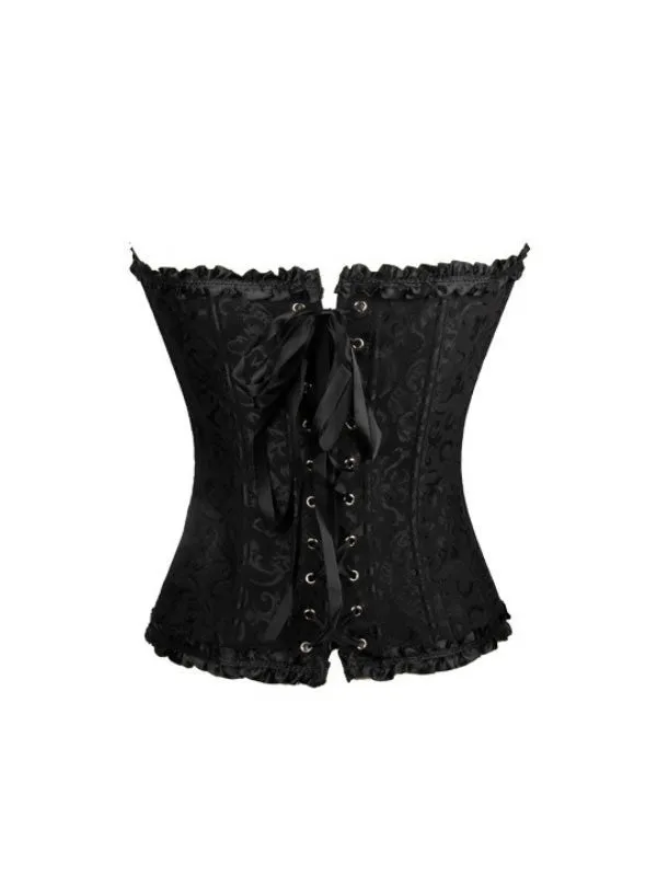 Women's plus size black bow tie sexy iron clasp corset.