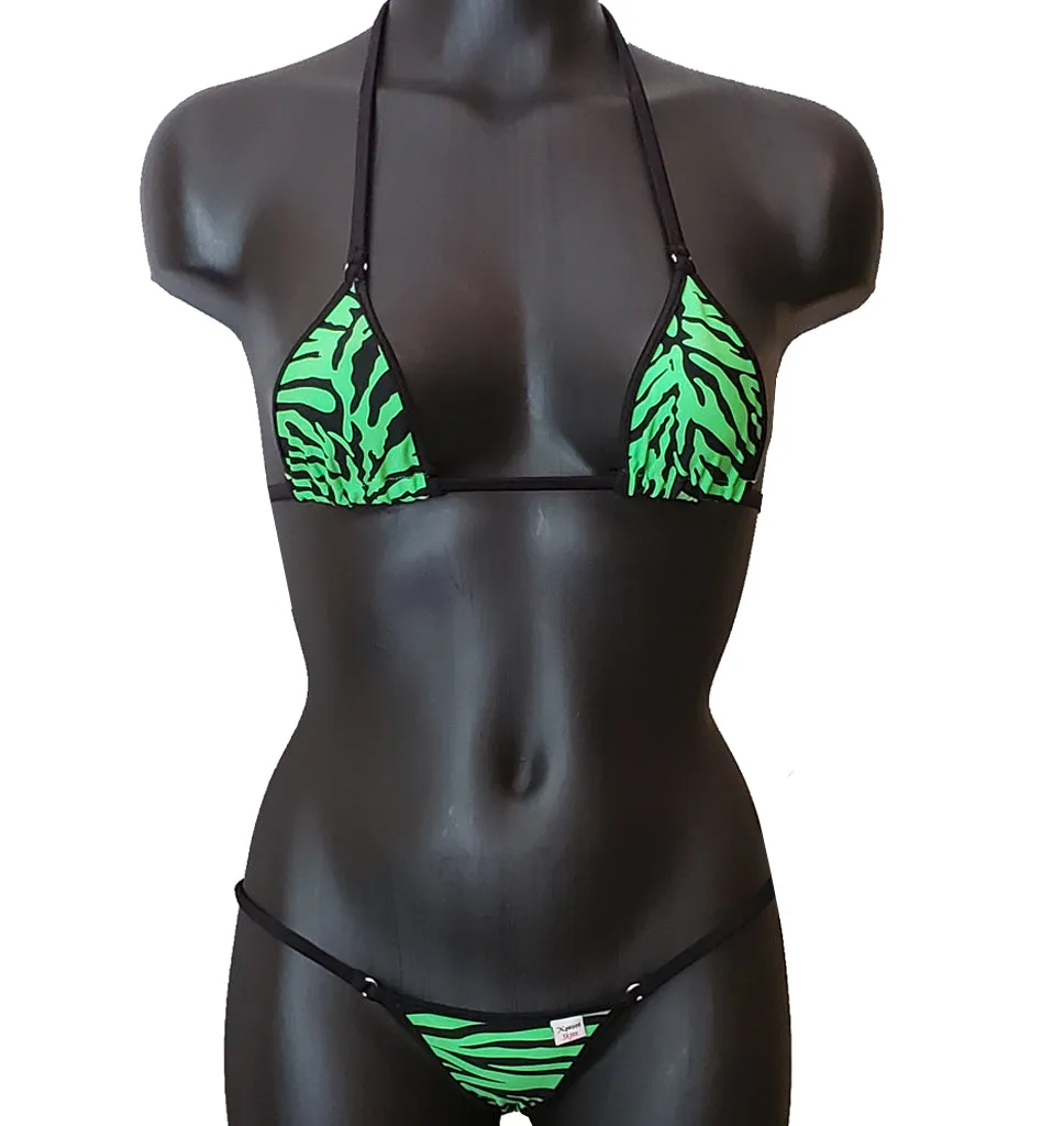 Xposed Skinz Bikinis Brazilian Bikini Zebra Lime - Shop Now!