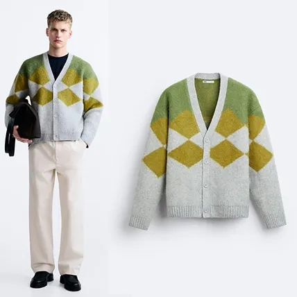 ZARA | Argyle Jacquard Cardigan - Google SEO friendly result.